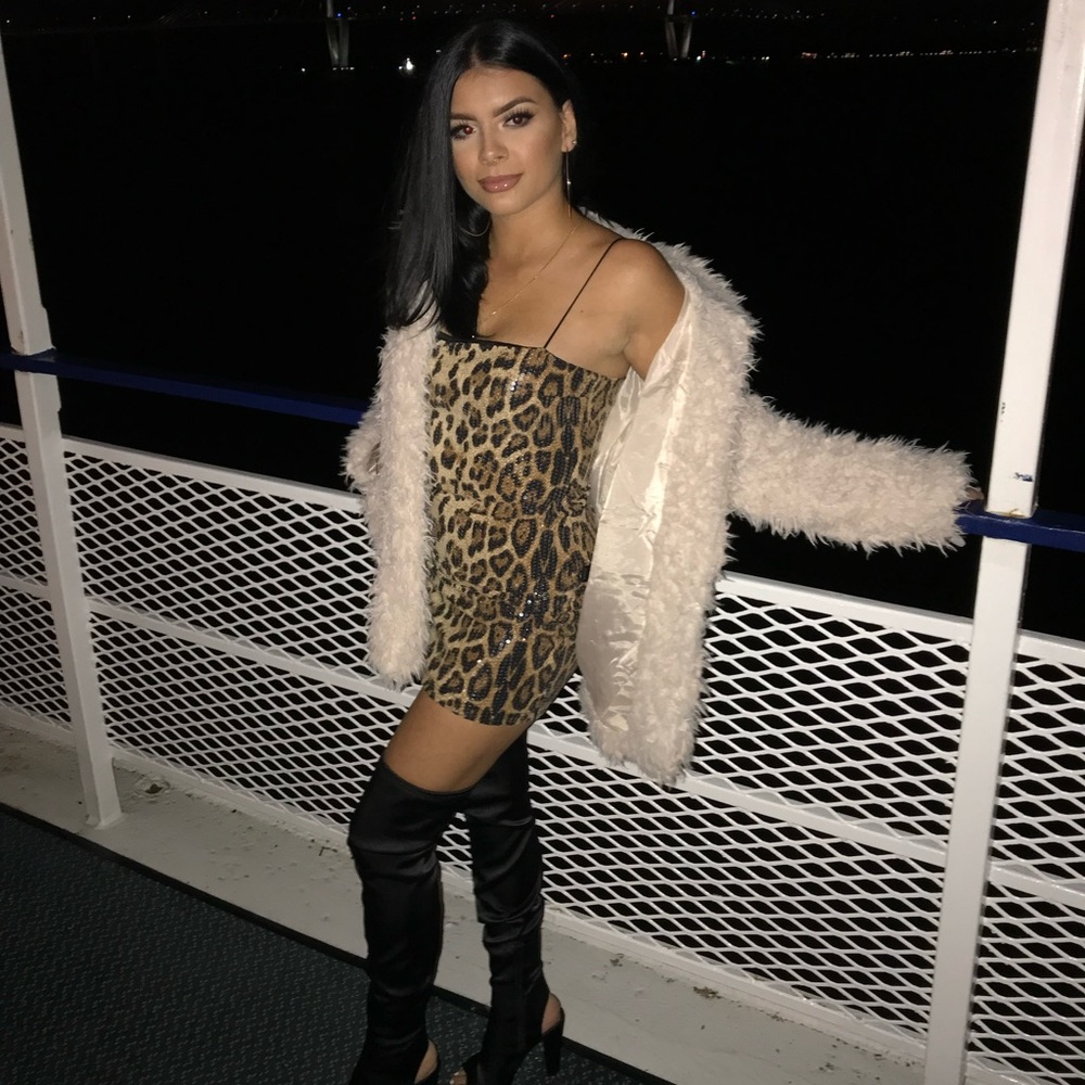 Sequin leopard print dress